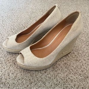 Coach Milan linen peep toe wedges
